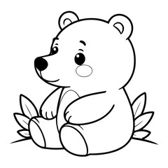 Simple vector illustration of Bear drawing for kids page