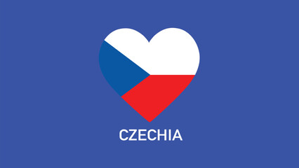 Czechia Flag Heart Teams European Nations 2024 Abstract Countries European Germany Football Symbol Logo Design Vector Illustration