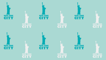 Seamless Pattern with Statue of Liberty. New York City Background