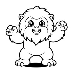 Cute vector illustration Yeti for kids colouring worksheet