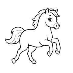 Cute vector illustration Horse drawing for children page