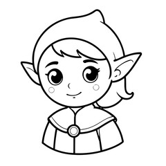 Simple vector illustration of Elf hand drawn for kids coloring page