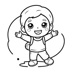 Simple vector illustration of Kid for toddlers colouring page