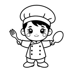 Vector illustration of a cute Chef doodle colouring activity for kids