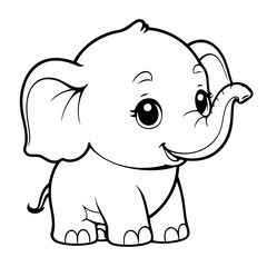 Vector illustration of a cute Elephant doodle for kids coloring worksheet