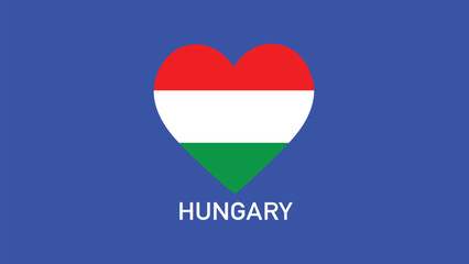 Hungary Flag Heart Teams European Nations 2024 Abstract Countries European Germany Football Symbol Logo Design Vector Illustration