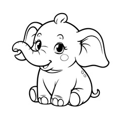 Simple vector illustration of Elephant drawing for toddlers book