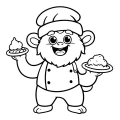 Simple vector illustration of Yeti for toddlers colouring page