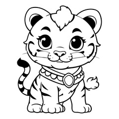 Cute vector illustration Tiger drawing for toddlers book