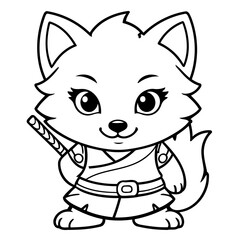 Vector illustration of a cute Wolf doodle colouring activity for kids