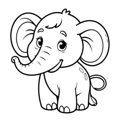 Vector illustration of a cute Mammoth drawing colouring activity