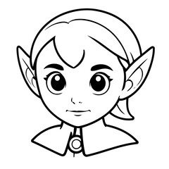 Vector illustration of a cute Elf doodle for children worksheet