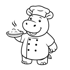Simple vector illustration of Hippo for children colouring activity