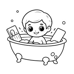 Simple vector illustration of Boy doodle for toddlers worksheet