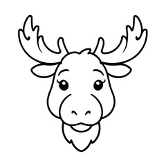 Cute vector illustration Moose drawing for kids colouring page