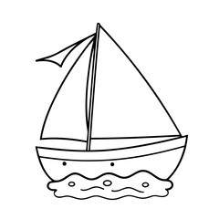 Simple vector illustration of Sailboat hand drawn for kids page