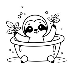 Simple vector illustration of Sloth for toddlers colouring page