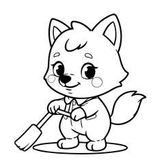 Cute vector illustration Wolf drawing for children page