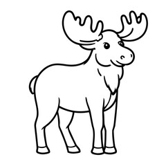 Simple vector illustration of Moose drawing for kids colouring activity