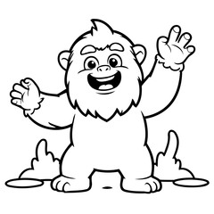 Vector illustration of a cute Yeti doodle for toddlers colouring page