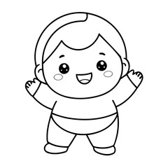 Vector illustration of a cute Kid drawing for toddlers colouring page