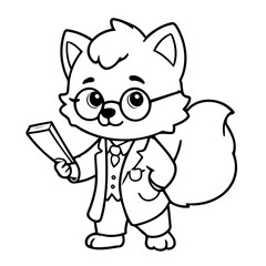 Simple vector illustration of Wolf hand drawn for kids page