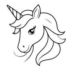 Vector illustration of a cute Unicorn drawing for toddlers coloring activity