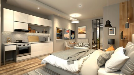 these elements into the interior design of a luxury studio apartment, you can create a stylish, functional, and inviting space that exudes sophistication and comfort.