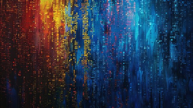 Colorful background blue binary code, code used in digital computers, based on a binary number system in which there are only two possible states, off and on, usually symbolized by 0 and 1