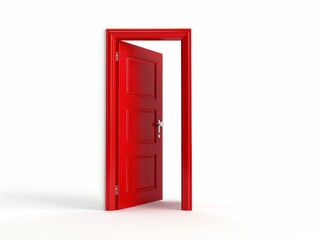 Red Opened Door on White Background
