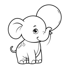 Cute vector illustration Elephant for kids colouring worksheet