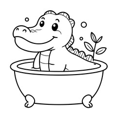 Vector illustration of a cute Alligator doodle for kids coloring worksheet