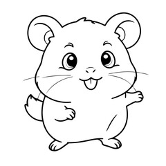 Cute vector illustration Hamster drawing for children page