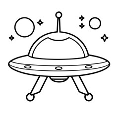Fototapeta premium Vector illustration of a cute UFO drawing for colouring page