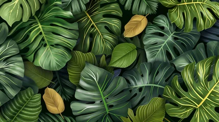 Rideaux Imprimé botanique patrons An illustration of a plant's leaves, showcasing their various shapes, sizes, and patterns, plant leaves, hd, with copy space  © Olga