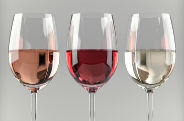 Three Wine Glasses With Different Colored Liquids