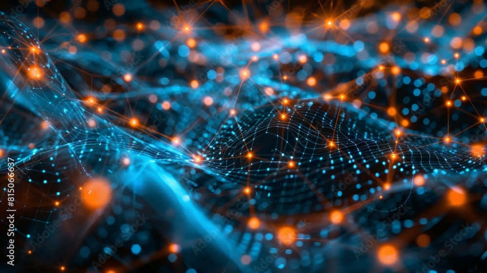 Poster digital backdrop with glowing connections ideal for tech themes