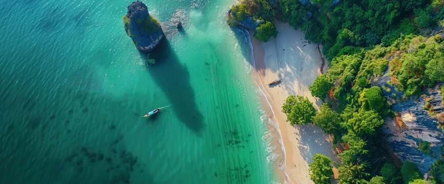 Aerial View Of Railey Beach In Krabi Province, Background