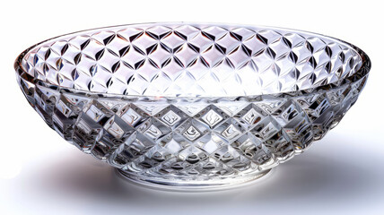 Crystal cut-glass bowl on white background.