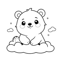 Adorable Bear illustration for coloring book