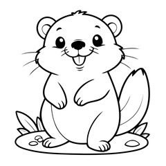 Obraz premium Adorable Beaver coloring book design