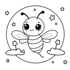 Adorable Bee for kids coloring book