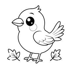 Adorable Bird illustration for coloring book