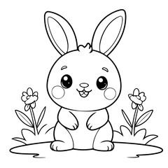 Adorable Bunny for kids coloring book