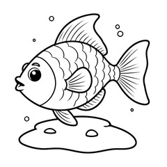 Adorable Fish illustration for coloring book