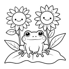 Adorable Frog coloring book design