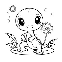 Adorable Gecko for kids coloring book