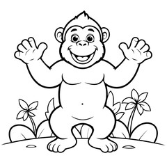 Adorable Gorilla illustration for coloring book