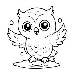 Adorable Owl illustration for coloring book