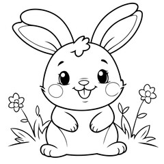 Amazing Bunny illustration for coloring book